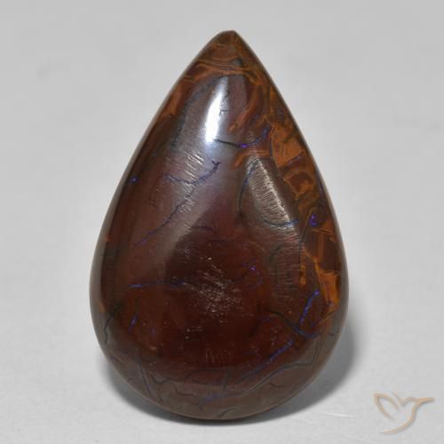 8.60ct 天然 マルチカラー ボルダーオパール, 洋梨の形, オペーク