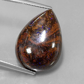 16.89カラットの天然マルチカラーボルダーオパール（20.7×14.8 mm・洋梨の形）
