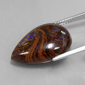 16.89カラットの天然マルチカラーボルダーオパール（20.7×14.8 mm・洋梨の形）