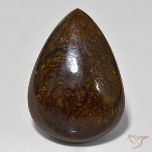 26.23ct 天然 マルチカラー ボルダーオパール, 洋梨の形, オペーク