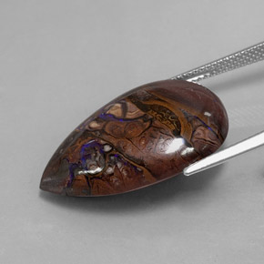 21.51カラットの天然マルチカラーボルダーオパール、洋梨の形、オペーク