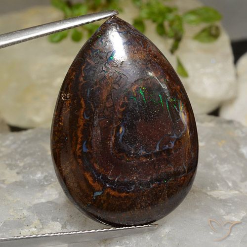 31.20ct 天然 マルチカラー ボルダーオパール, 洋梨の形, オペーク