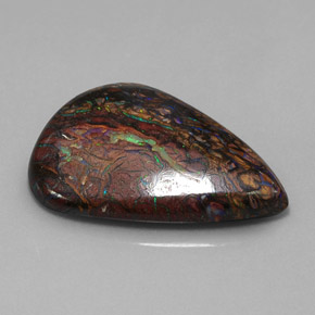 21.74カラットの天然マルチカラーボルダーオパール（27.4×19.5 mm・洋梨の形）