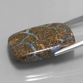 22.37カラットの天然マルチカラーボルダーオパール、クッションカット、オペーク