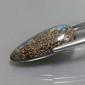 9.27カラットの天然マルチカラーボルダーオパール、洋梨の形、オペーク