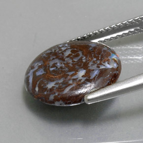 4.48カラットの天然マルチカラーボルダーオパール、ラウンドカット、オペーク