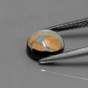 1.54カラットの天然マルチカラーボルダーオパール、ラウンドカット、オペーク