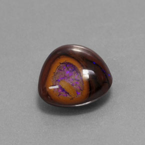 2.05カラットの天然マルチカラーボルダーオパール、洋梨の形、オペーク