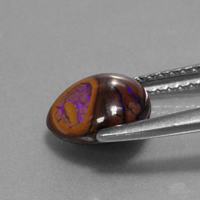 2.05カラットの天然マルチカラーボルダーオパール、洋梨の形、オペーク