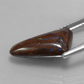 5.10カラットの天然マルチカラーボルダーオパール（16.5×10 mm・ファンシーシェイプ）