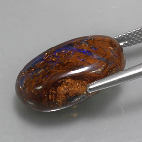 13.12カラットの天然マルチカラーボルダーオパール、ファンシーシェイプ、オペーク