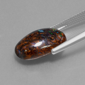 9.69カラットの天然マルチカラーボルダーオパール、オーバルカット、オペーク