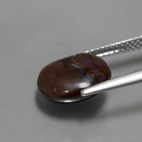 4.97カラットの天然マルチカラーボルダーオパール、オーバルカット、オペーク