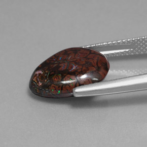 7.09カラットの天然マルチカラーボルダーオパール、ファンシーシェイプ、オペーク