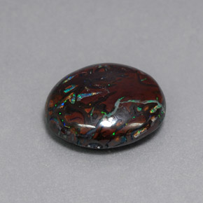 6.51カラットの天然マルチカラーボルダーオパール（13.1×11.7 mm・オーバルカット）