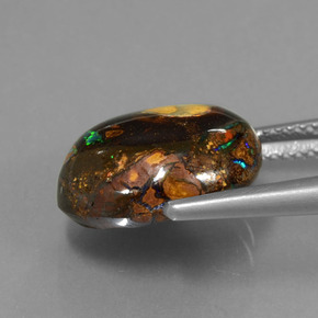 9.05カラットの天然マルチカラーボルダーオパール、ファンシーシェイプ、オペーク