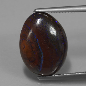 11.21カラットの天然マルチカラーボルダーオパール、ファンシーシェイプ、オペーク