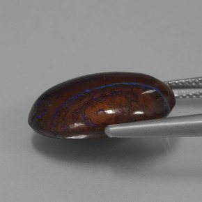 11.21カラットの天然マルチカラーボルダーオパール、ファンシーシェイプ、オペーク