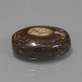 12.77カラットの天然マルチカラーボルダーオパール、オーバルカット、オペーク