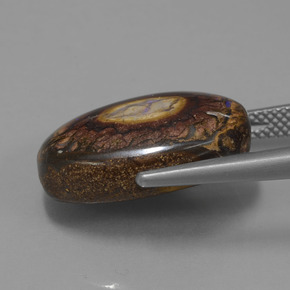 12.77カラットの天然マルチカラーボルダーオパール、オーバルカット、オペーク