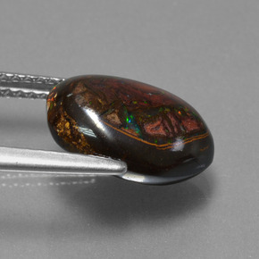 4.78カラットの天然マルチカラーボルダーオパール、ファンシーシェイプ、オペーク