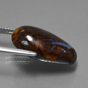 13.34カラットの天然マルチカラーボルダーオパール、ファンシーシェイプ、オペーク