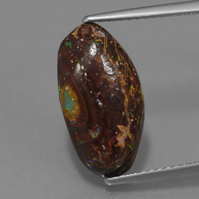 4.45カラットの天然マルチカラーボルダーオパール（16×8.7 mm・ファンシーシェイプ）