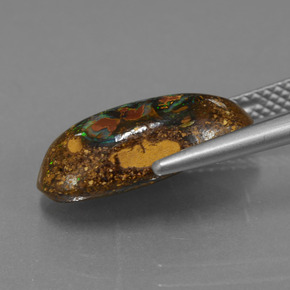 4.78カラットの天然マルチカラーボルダーオパール、ファンシーシェイプ、オペーク