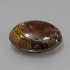 11.56カラットの天然マルチカラーボルダーオパール、ファンシーシェイプ、オペーク