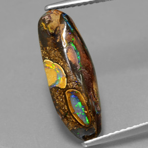 4.26カラットの天然マルチカラーボルダーオパール（18.4×6.6 mm・ファンシーシェイプ）