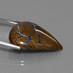 14.12カラットの天然マルチカラーボルダーオパール、洋梨の形、オペーク