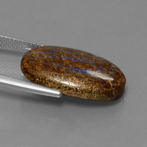 13.05カラットの天然マルチカラーボルダーオパール、オーバルカット、オペーク