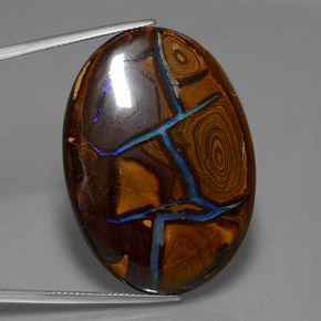 66.28カラットの天然マルチカラーボルダーオパール（39.3×28.2 mm・オーバルカット）