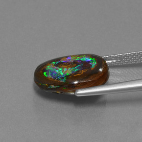 7.13カラットの天然マルチカラーボルダーオパール、ファンシーシェイプ、オペーク