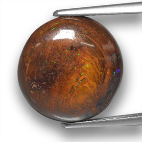 6.96カラットの天然マルチカラーボルダーオパール（13.44 mm・ラウンドカット）
