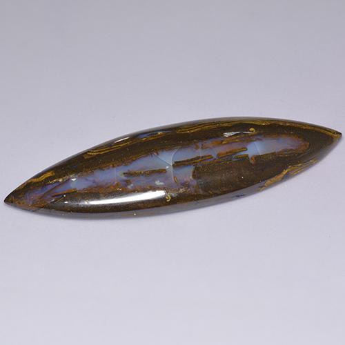 36.92カラットの天然マルチカラーボルダーオパール（53.7×17.9 mm・マーキス）