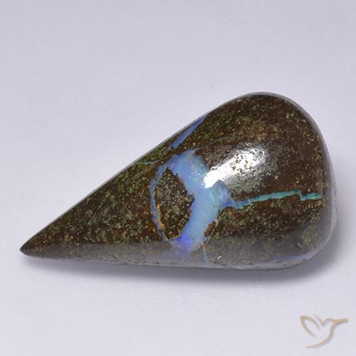 14.46ct 天然 マルチカラー ボルダーオパール, 洋梨の形, オペーク