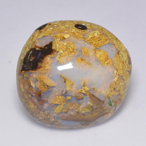14.87カラットの天然マルチカラーボルダーオパール（19.8×18.6 mm・ファンシーシェイプ）