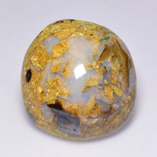 14.87カラットの天然マルチカラーボルダーオパール（19.8×18.6 mm・ファンシーシェイプ）