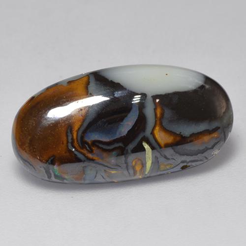 6.31カラットの天然マルチカラーボルダーオパール（19.7×10.1 mm・オーバルカット）