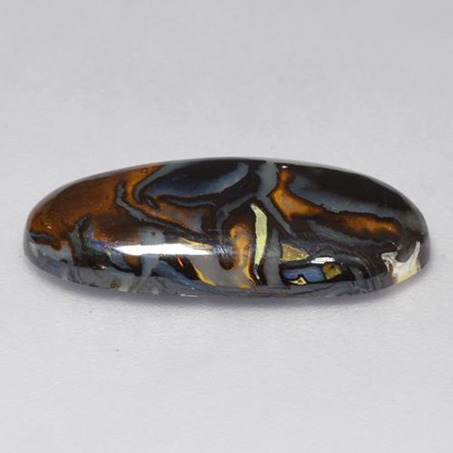 6.31カラットの天然マルチカラーボルダーオパール（19.7×10.1 mm・オーバルカット）
