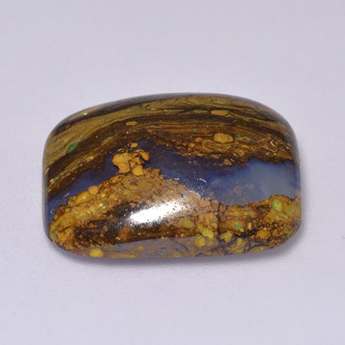 13.32カラットの天然マルチカラーボルダーオパール、クッションカット、オペーク