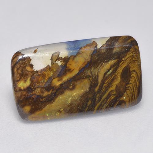 2.58カラットの天然マルチカラーボルダーオパール（15.2×8.6 mm・クッションカット）