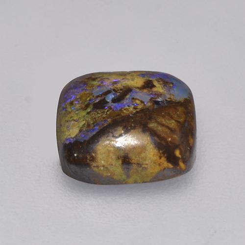 1.31カラットの天然マルチカラーボルダーオパール（7.4×7.1 mm・クッションカット）