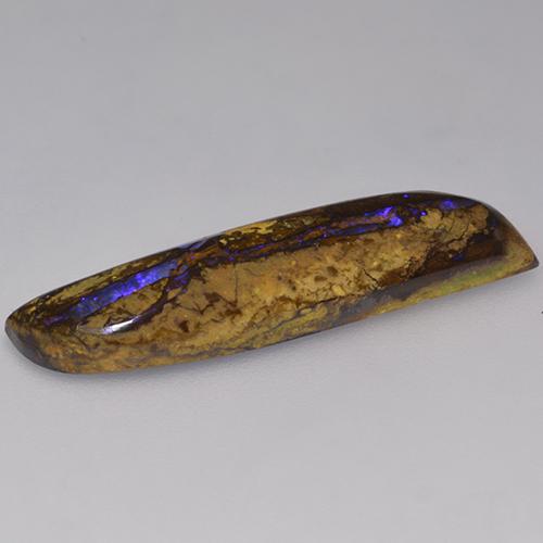 10.24カラットの天然マルチカラーボルダーオパール（31.2×7.6 mm・ファンシーシェイプ）