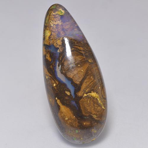 14.32カラットの天然マルチカラーボルダーオパール（26.9×10.8 mm・洋梨の形）