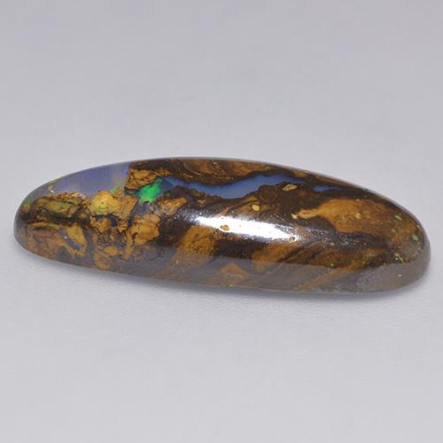 14.32カラットの天然マルチカラーボルダーオパール（26.9×10.8 mm・洋梨の形）