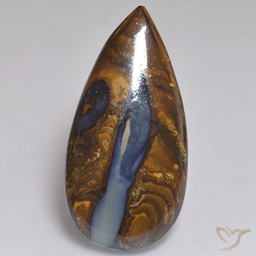 20.55ct 天然 マルチカラー ボルダーオパール, 洋梨の形, オペーク
