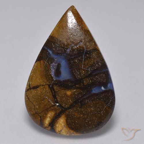 11.18ct 天然 マルチカラー ボルダーオパール, 洋梨の形, オペーク