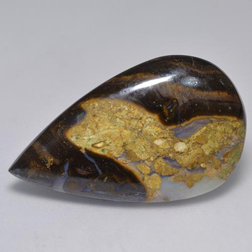 16.17カラットの天然マルチカラーボルダーオパール、洋梨の形、オペーク